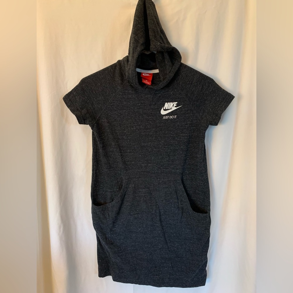 Nike kids large heather black coverup with front pocket and hood dress